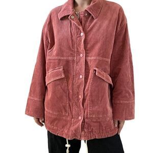 Free People We The Free Pink Corduroy Oversized Boxy Field Jacket Sz M